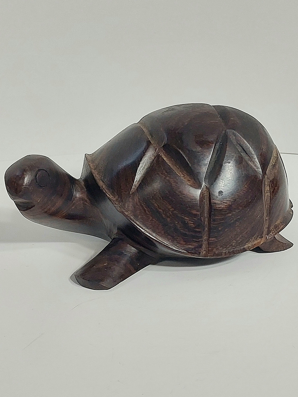 Vintage hand-carved ironwood sea turtle figurine. Authentic mid-century